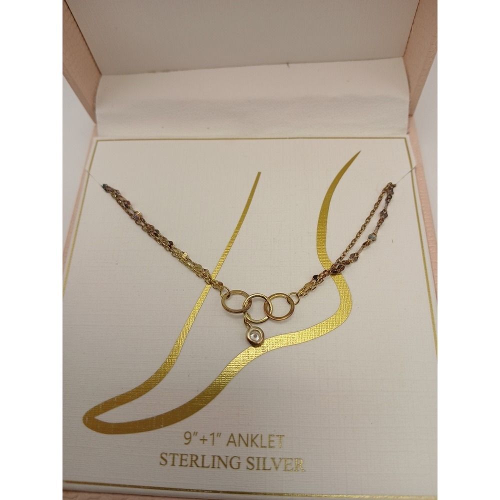 Rachel Zoe Sterling Silver Anklet 9" + 1" New Ankle Bracelet Jewelry - Picture 6 of 9